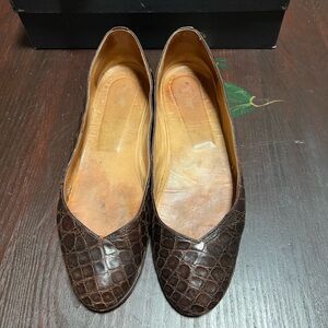 Vintage Ralph Lauren Women's Dark Brown Crocodile Loafers 7.5